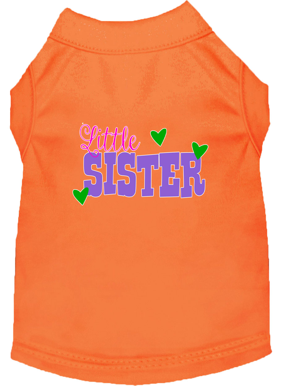 Little Sister Screen Print Dog Shirt Orange Lg